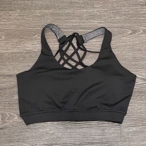 Women's Black Strappy Sports Bra
